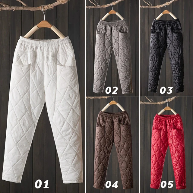 Women Winter Thick Pants Warm Harem Pants Slim Fit Plaid Padded Quilted  Trousers Female Elastic Cotton Quilted Sweatpants - AliExpress