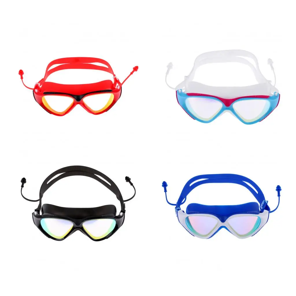 Men Women UV Protection Silicone Strap  Anti Fog Swimming Goggles Glasses with Storage Case & Ear Plugs 