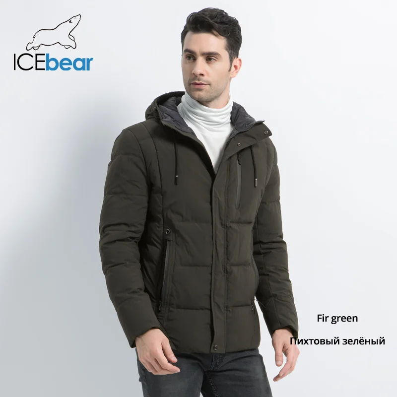 ICEbear новая зимняя Модная брендовая мужская куртка простая модная куртка с капюшоном трикотажные мужские куртки с манжетами MWD18926D - Цвет: M868