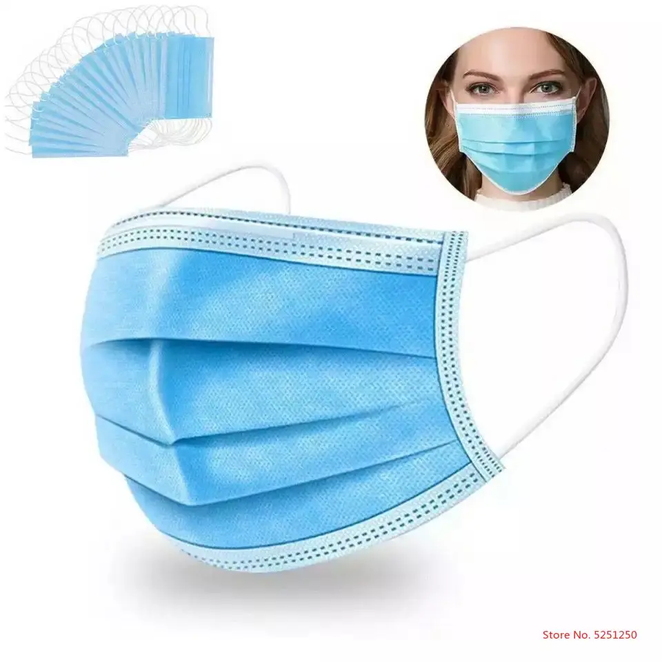 

50pcs/pack Non Woven Disposable Face Respirator Mask 3 Layer Earloop Activated Carbon Anti-Dust proof Mouth Mask