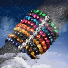 Женское серебро фэн шуй счастливый браслет 6 мм натуральный тигровый глаз драгоценные камни, бусины ювелирные изделия браслет Рэйки дропши...(China)