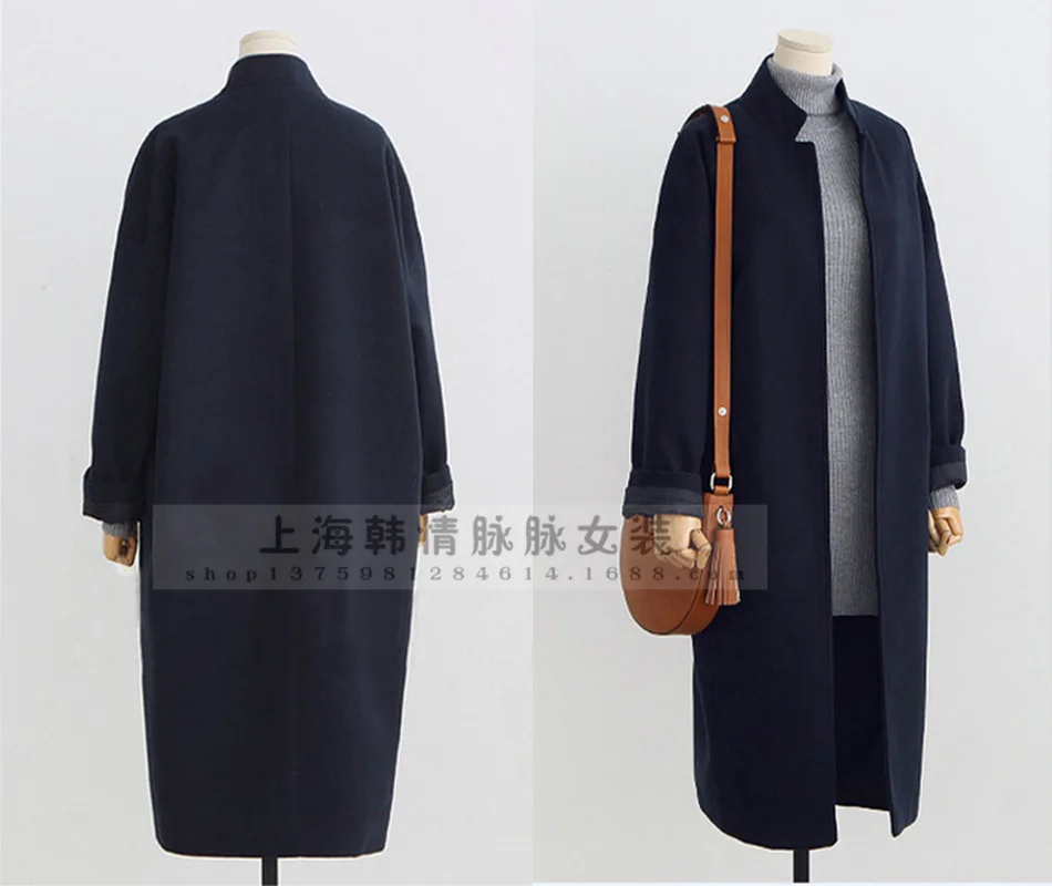 Fashion Casual Long Wool Blend Ladies Coat Solid Slim Women's Jacket Open Stitch Korean Womens Fashion Coat