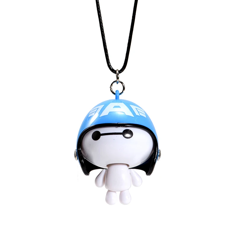 Blue White Автомобиль кулон милый шлем робот Baymax куклы висячие украшения автомобили Зеркало заднего вида подвеска украшения аксессуары Подарки - Название цвета: Blue White