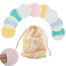 Reusable Bamboo Fiber Makeup Remover Pads 16pcs/Pack Washable Rounds Cleansing Facial Cotton Make Up Removal Pads Tool