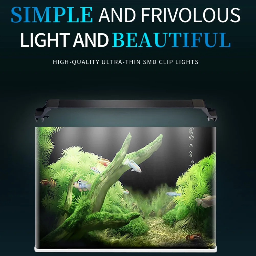

6W Ultra-thin Metal SMD Clip Light Aquarium LED Lamp Fish Tank Light With Extendable Bracket