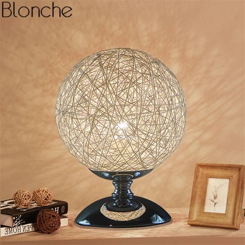 

Nordic Rattan Ball Table Lamp Wicker Led Desk Light for Bedroom Bedside Study Reading Home Lighting Fixtures Decor Luminaire E27