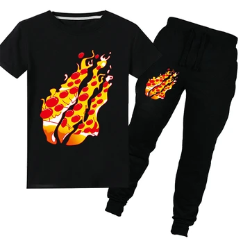 

Summer children's cartoon Prestonplayz Deadpool boys girls cotton short-sleeved T-shirt + trousers sports suit clothing 6-14Y