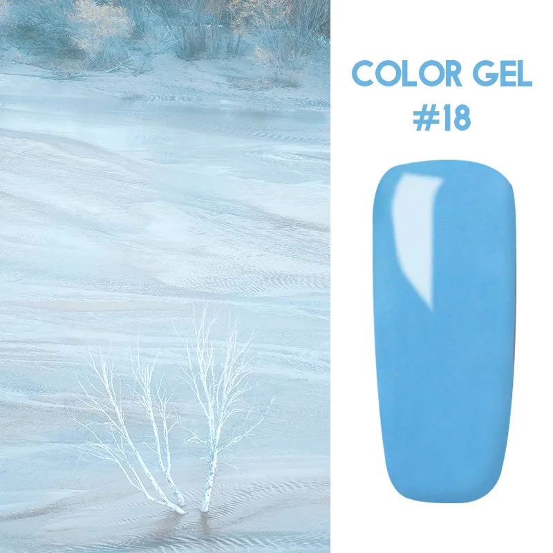 Bukio Nail Polish Pure Color Semi Permanent Base top Need UV LED lamp For Manicure Varnish Paint Hybrid ROSALIND nail gel - Цвет: 18