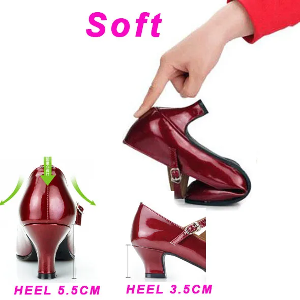 Patent leather Mary Jane women kitten heel shoes Latin jazz waltz dancing ladies dress shoes 5.5 cm heel silver wine red Mary Jane Shoes