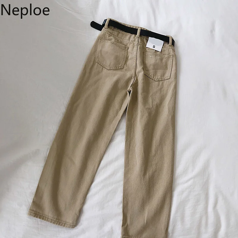 Neploe/корейские джинсовые брюки женские белые однотонные джинсы с высокой талией