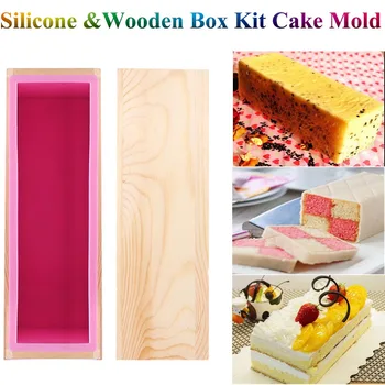 

DIY Rectangle Silicone Liner Soap Handmade Loaf Mould Wooden Box DIY Making Tool Bake Cake Bread Toast Mold
