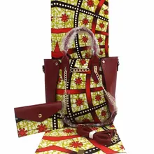 Коричневые африканские женские восковые сумки набор с 6 ярдов прекрасные восковые принты настоящая Анкара восковая ткань, модные высококачественные F910-25