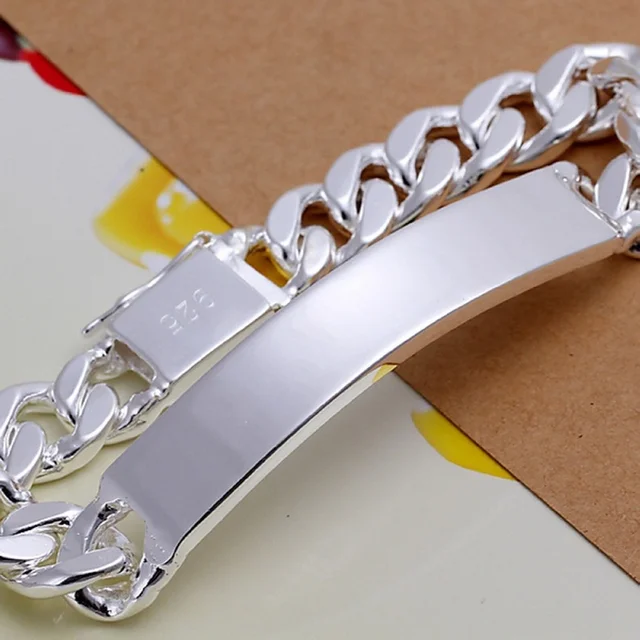 Charm 925 Sterling silver design noble pretty 10MM Mens chain Jewelry fashion Geometric Bracelet free shipping factory price 2