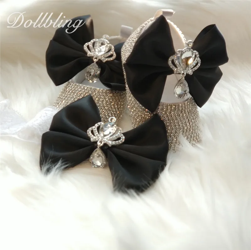  Bling Crown Jewelry Rhinestone Black Big Bow Personlized baby name Keepsake 1st Birthday Gift Baby 