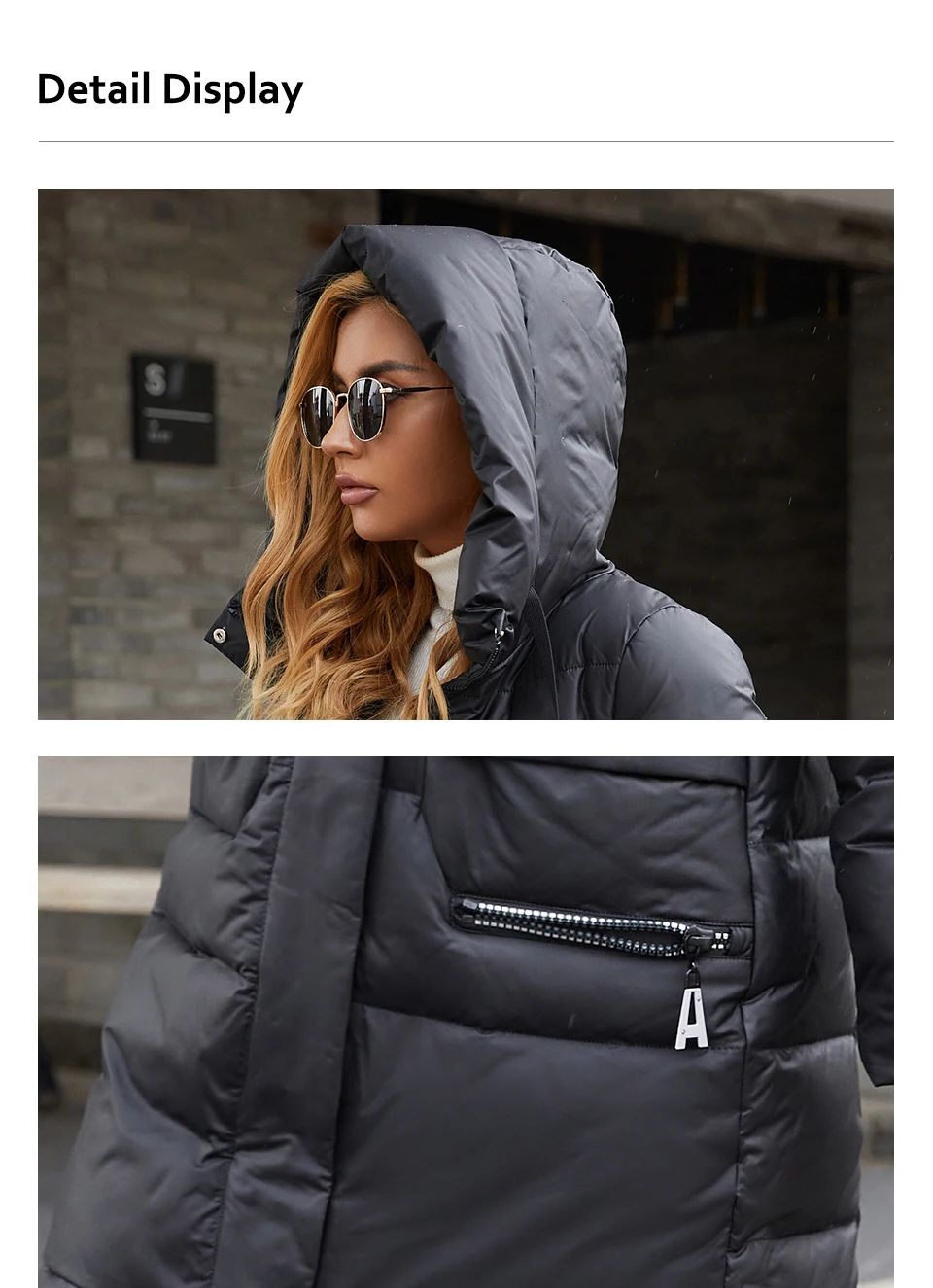 long down puffer coat HaiLuoZi 2021 Winter  Women Jacket Classic Lengthened Thick Women's Coat Fashion Hood Solid Color Casual Windproof Parka 6086 long black puffer coat