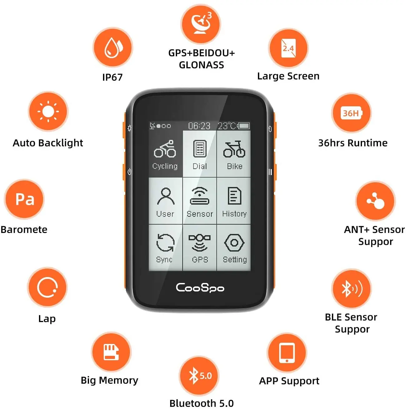 Беспроводной велокомпьютер CooSpo GPS спидометр одометр 2 4 дюйма BLE5.0 ANT +