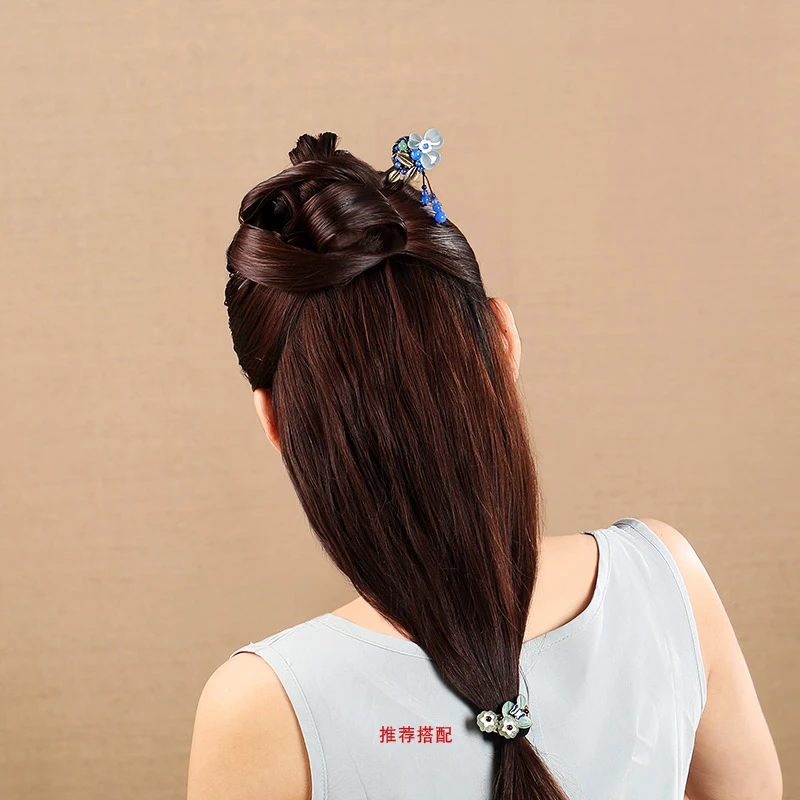 Винтажная WUXIA ручная работа деревянная синяя заколка для волос аксессуары для волос Головные уборы булочные инструменты для ханьфу кимоно COSPLA