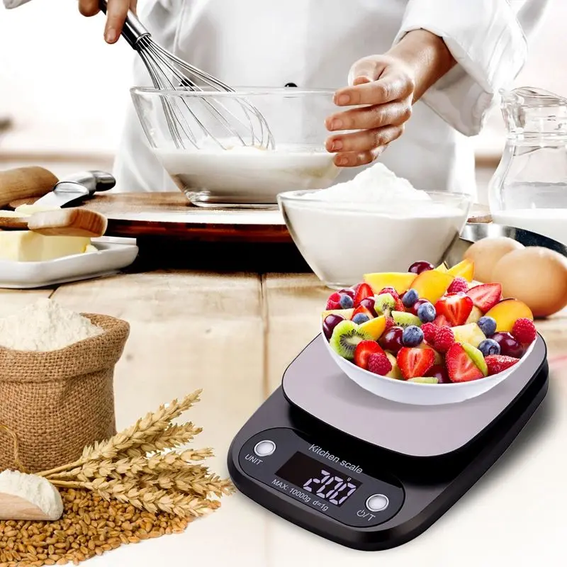 LIXF кухонные весы для выпечки еды вес цифровой ЖК электронные весы 10 кг(серебро - Цвет: Black