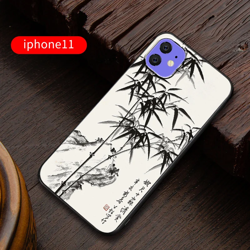 Embossed vintage East Asian Chinese Japanese style case For IPHONE 11 PRO MAX Snow Mountain Decree Crane cover - Цвет: 8 FOR IPHONE 11
