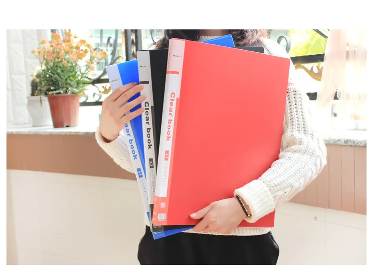 A3 Transparent Info Booklet 8K Drawings Book 8 Open Folder Album of Painting Clip-Painting Storage Bag 40 60 Page Customizable P