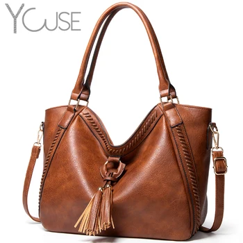 

YOUSE Big Women's Bag New Retro Tassled Women's Messenger Bag Women's Handbag Quality Leather Shoulder Crossbody Bag