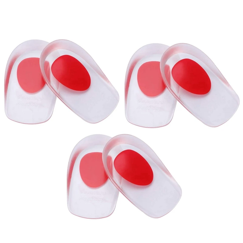 

ABDB-3 Pairs Gel Heel Cups Plantar Fasciitis Inserts Silicone Pads Cushion for Bone Spurs Pain Relief Protectors of Sore Bruised