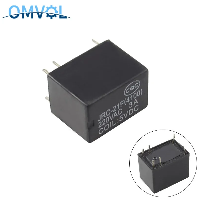 5 шт. миниатюрное реле PCB 6 контактов Мини реле DC 3 в 5 в 9 в 12 В 24 В JRC-21F 4100 реле