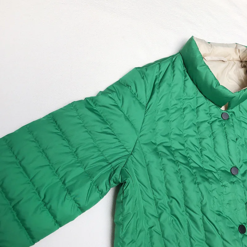 Thin down Jacket Women's Short Spring And Autumn Stand Collar Literature And Art Retro National Wind Versatile Vertical Striped
