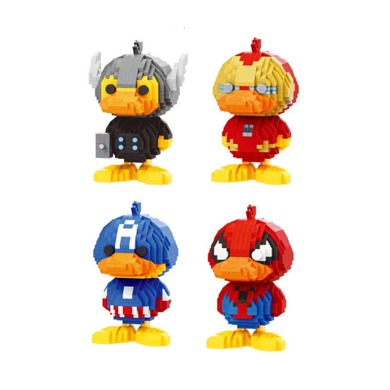 

Disney marvel super hero avenger x duckbill micro diamond block spiderman ironman captain america thor brick toy duck nanobrick