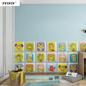 

Zodiac animal pattern 3d wall sticker cartoon kids room tatami wall anti-collision soft package kindergarten wall skirt stickers