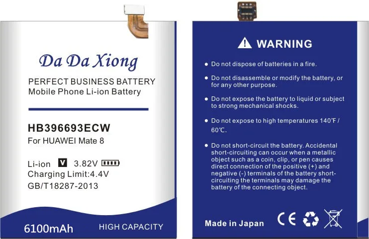 Высококачественный аккумулятор 6100 мАч HB396693ECW для Huawei Mate 8 искусственная