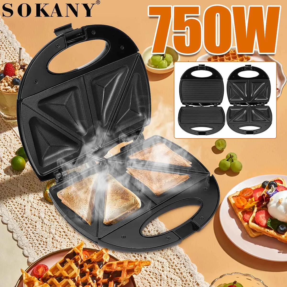 Mini Non Stick Electric Sandwich Maker Breakfast Machine Bread Toast Breakfast Machine Waffle