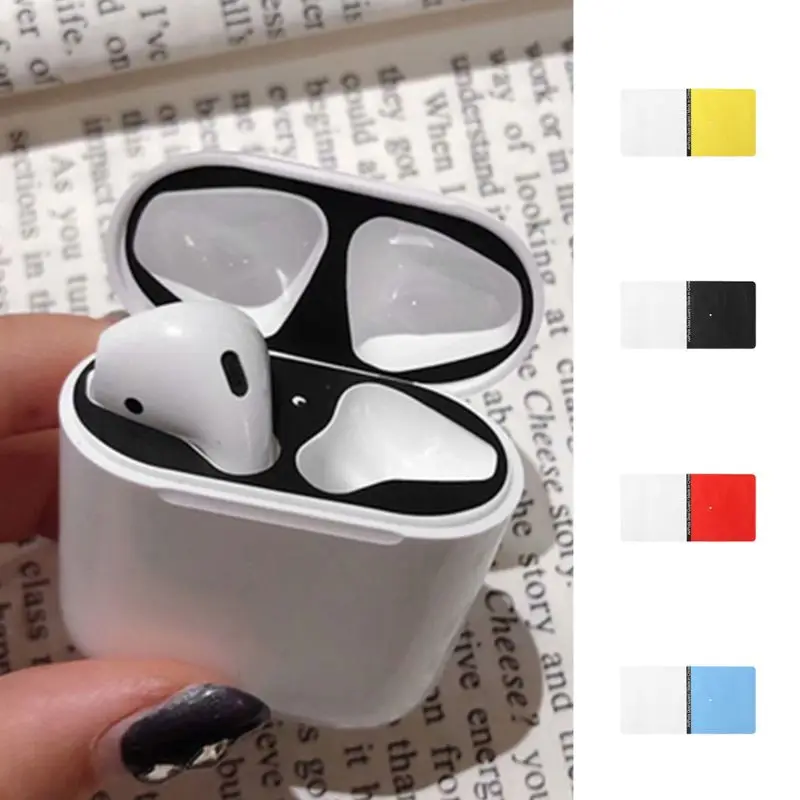 

2 Pairs Fashion Dust-proof Dust Guard sticker Cover Protection Sticker Film for AirPods 1/2 Charging Box