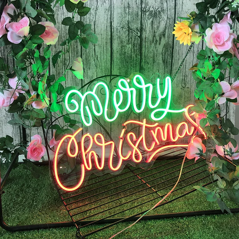 

custom name neon light sign Outdoor Waterproof Merry Christmas Led Flex Visual Art Bar Pub Club Wall Hanging Flexible Neon Decor