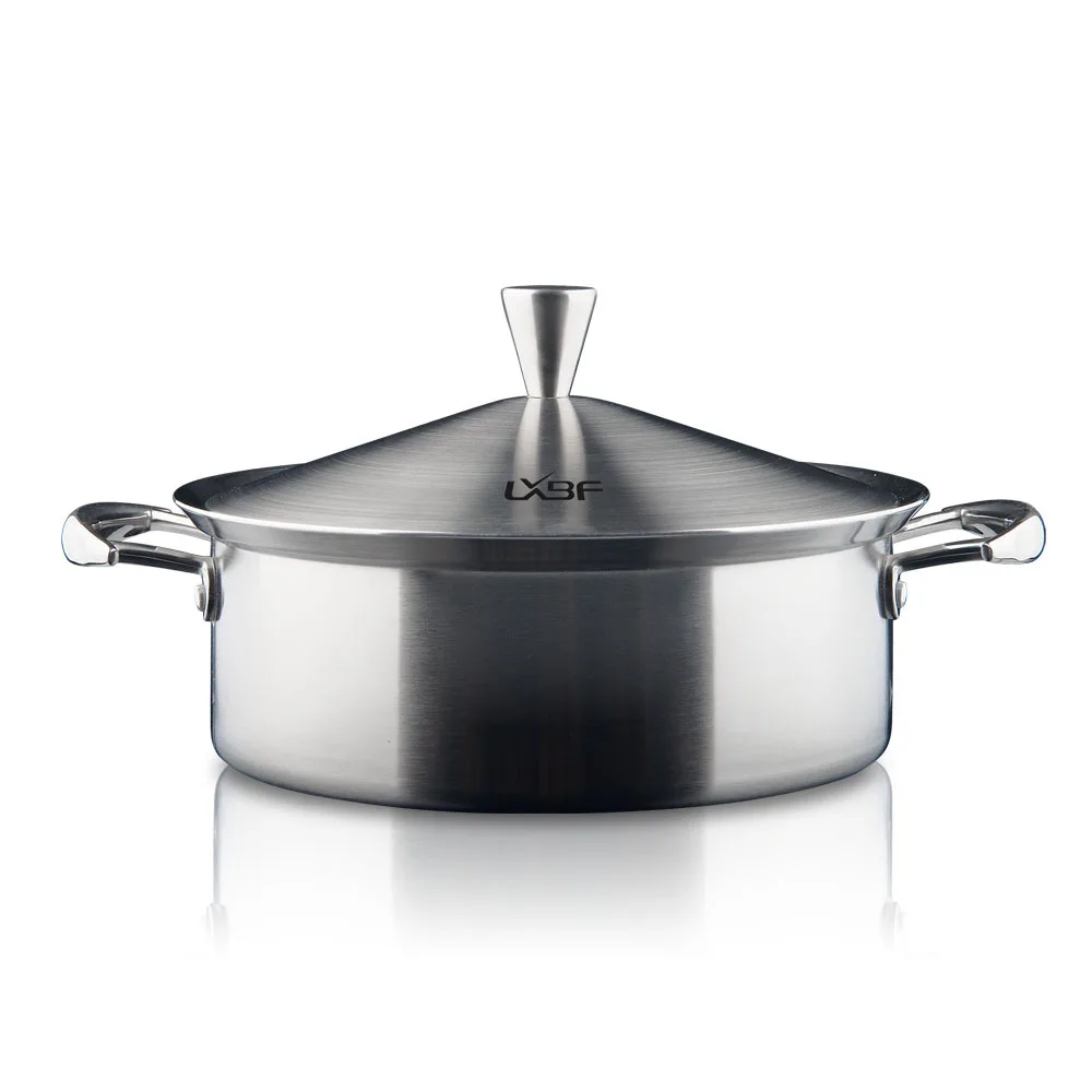 Three-layer Steel 304 Stainless Steel Stew Pot Flat Non-Paintcoat Anti-Non-stick Frying Pan 24 Soup POY Cookware New Dormeuil Po