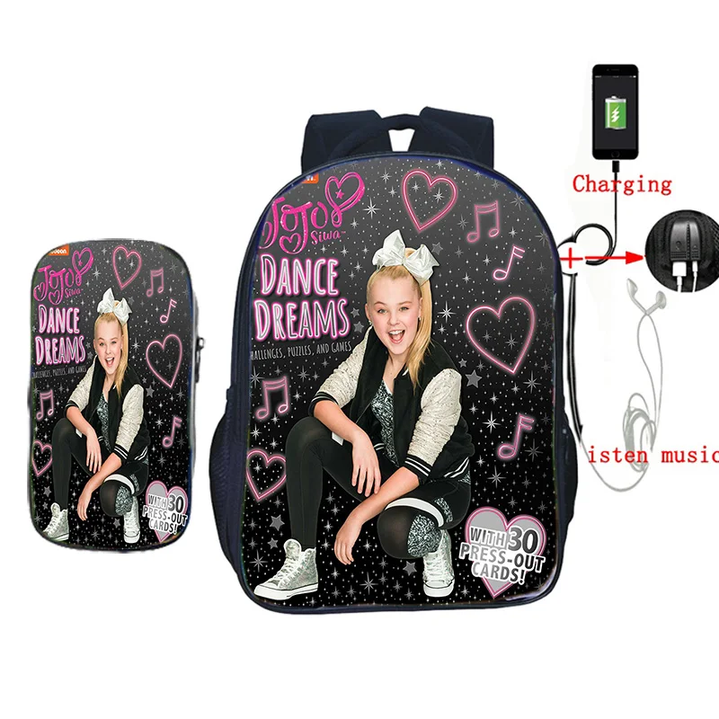 29 2 шт./компл. Jojo Siwa рюкзак usb зарядка школьные сумки для подростков девочек мальчиков ноутбук рюкзак для женщин мужчин повседневные дорожные сумки - Цвет: 29