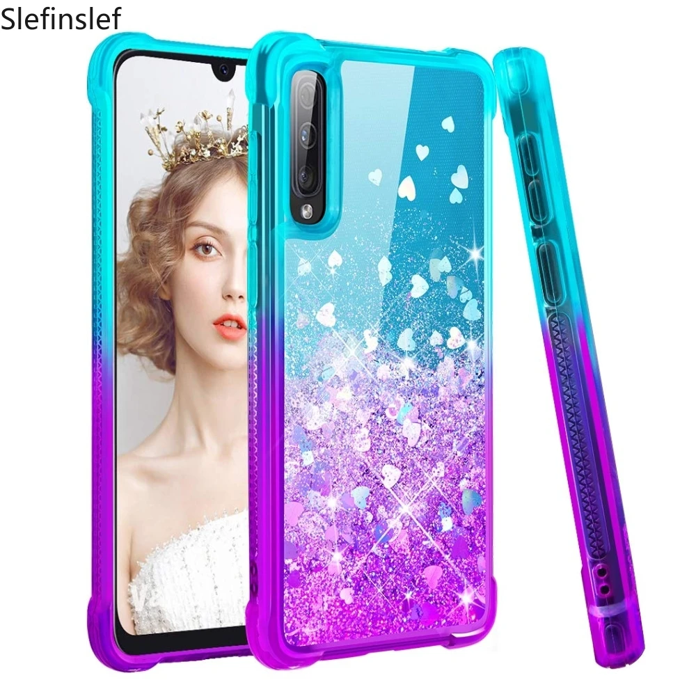 Чехол для Samsung Galaxy A70 A50 A40 A30 A20 A10 силиконовый блестящий чехол с градиентом и