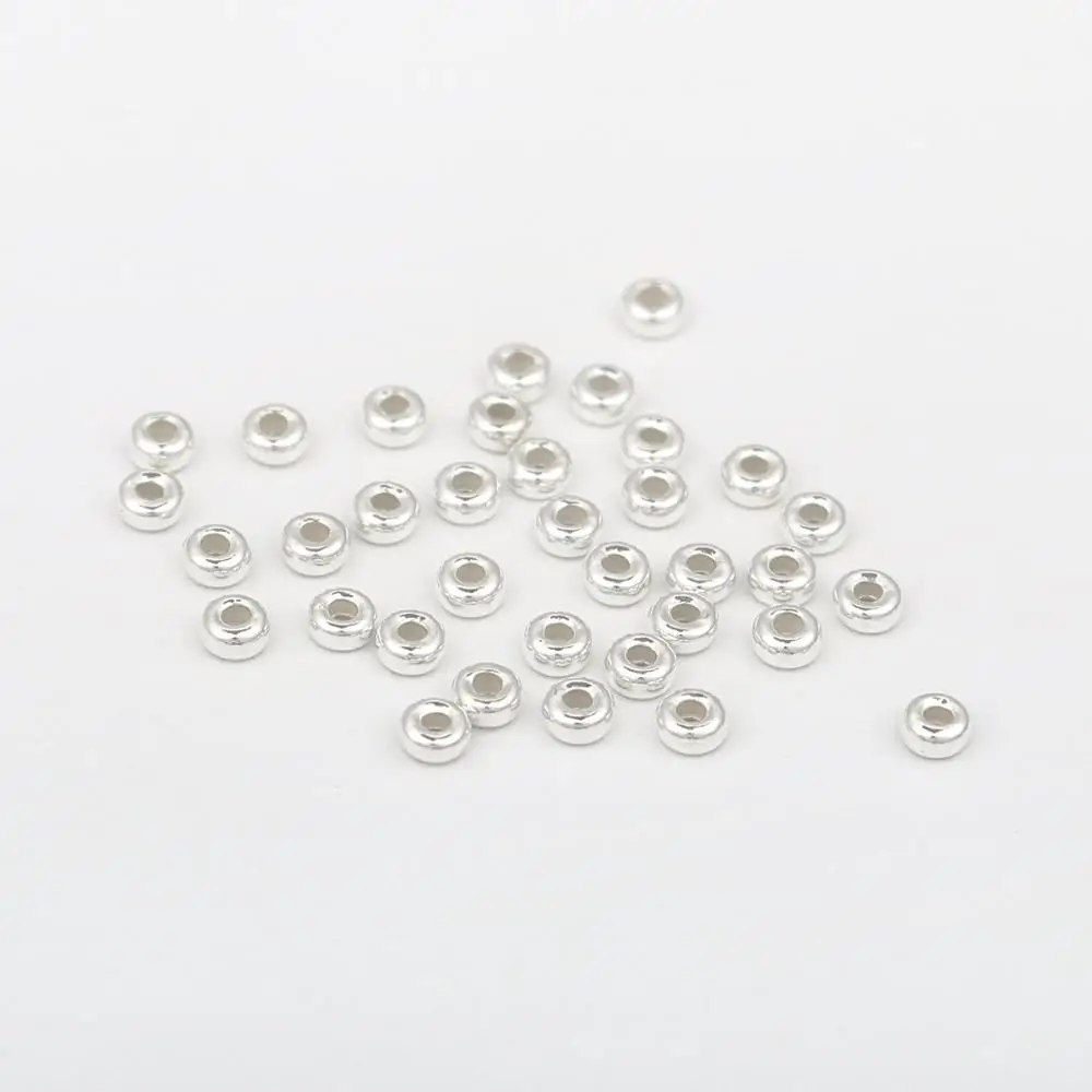 DoreenBeads распорка из Стерлингового Серебра Бусины круглые серебряные ювелирные изделия около 3 мм-6 мм Диаметр., Отверстие: Около 1,2 мм, 1 г(около 20-21 шт