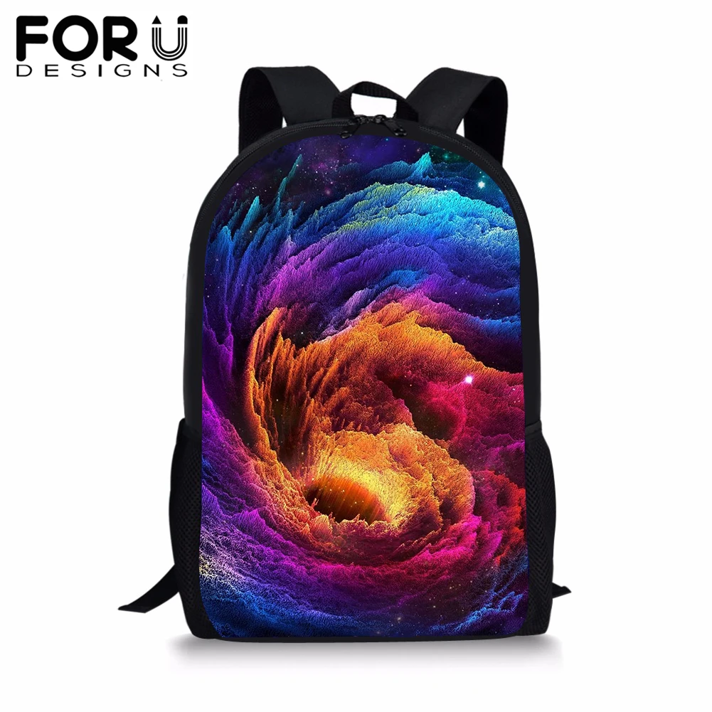 FORUDESIGNS/16 Дюймов школьная сумка для подростка, студента, Красочный Облако, дизайнерский рюкзак, Книжная сумка для мальчиков и девочек, ранец, рюкзак Mochila