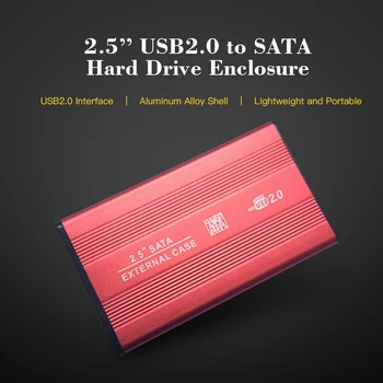 

Durable 2.5'' SATA SSD HDD Enclosure USB2.0 to SATA Hard Disk Case Portable Aluminum Alloy SSD HDD Enclosure