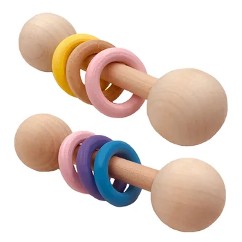 

2pcs Cartoon Infants Molar Rod Soothing Teether Toy Molar Teeth Soother Wooden Molars for Kids Baby (Yellow + Blue)