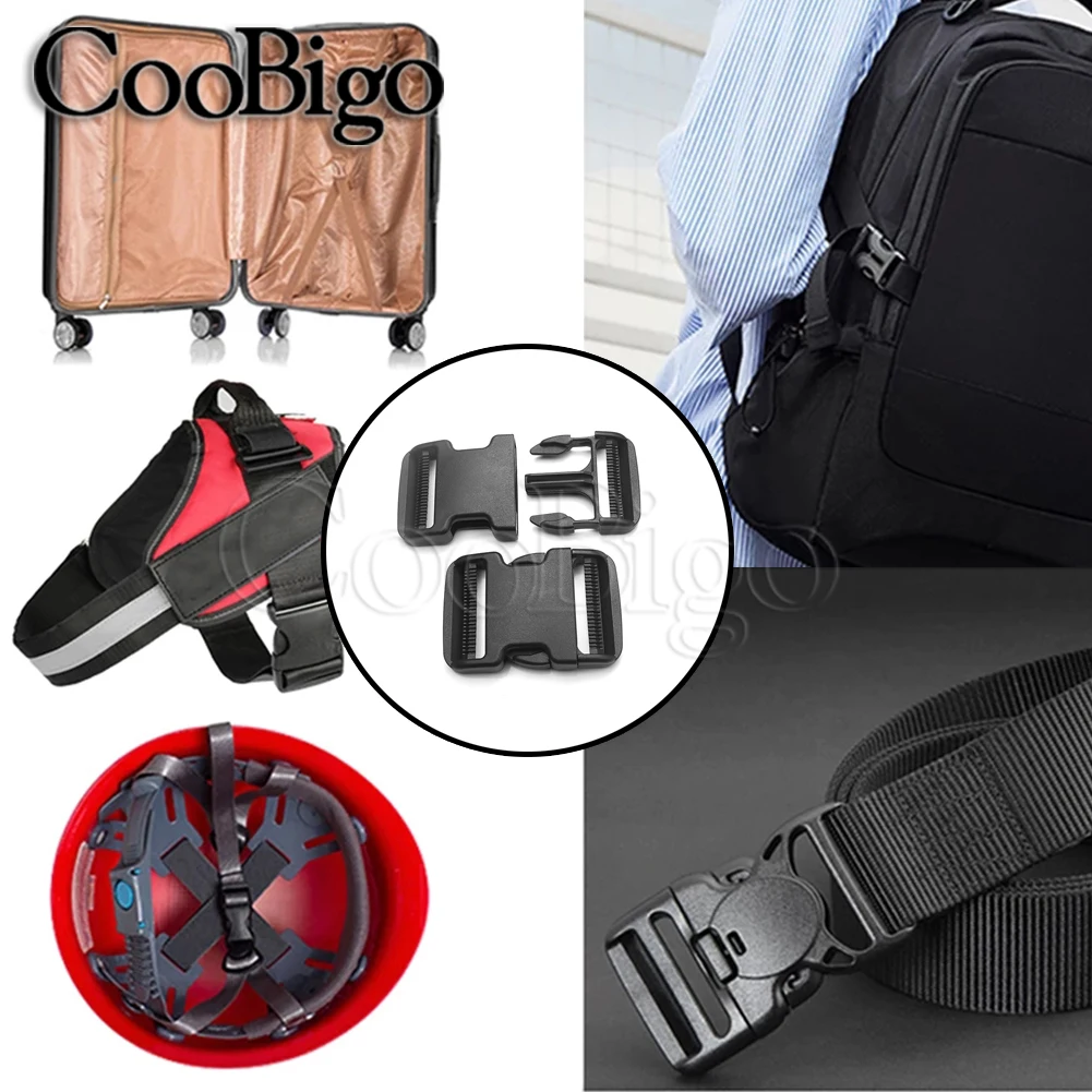 50 Fibbie A Scatto Doppie 10mm Nere - Per Zaini, Braccialetti, Collari Cani, Fai Da Te