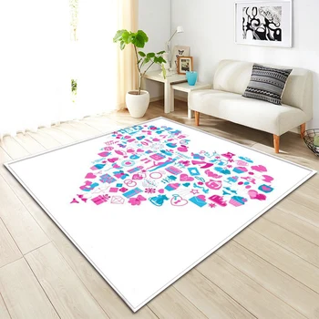 

Love pattern 3D Flannel Printed Rug Corridor Bedroom Sofa Coffee Table Non-slip Mat Girl Room Area Carpet And Living Room Carpet