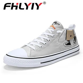

Fhlyiy Canvas Men Casual Shoes Flats Men White Sneakers Lace-Up Breathable Casual Sneakers Comfortable Superstar Shoes
