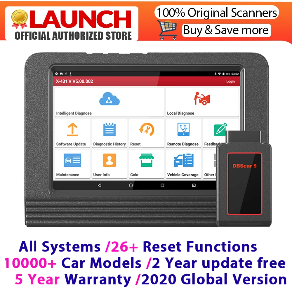 2 шт./лот Launch X431 V полная система диагностический сканер автомобильный OBDII ECU