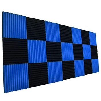 

24 Pcs Acoustic Panels,Soundproofing Foam,Acoustic Tiles for Studio,Foam Sound Wedges 2.5 x 30 x 30cm,Blue&Black