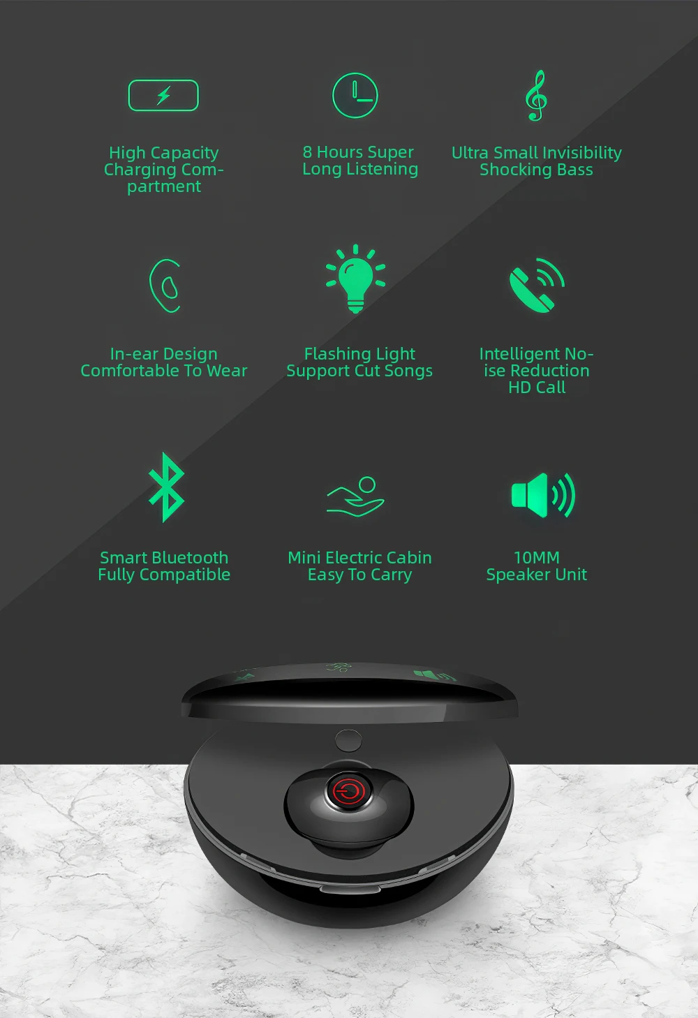 TW10 Мини Bluetooth наушники беспроводные гарнитуры с шумоподавлением TWS в ухо один зарядный ящик HD голосовые наушники для samsung S10