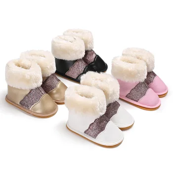 

2020 Baby Girls Boots Winter Keep Warm Shoes First Walkers Sneakers Kids Crib Infant Footwear Sequins Boots Newborns Prewalkers