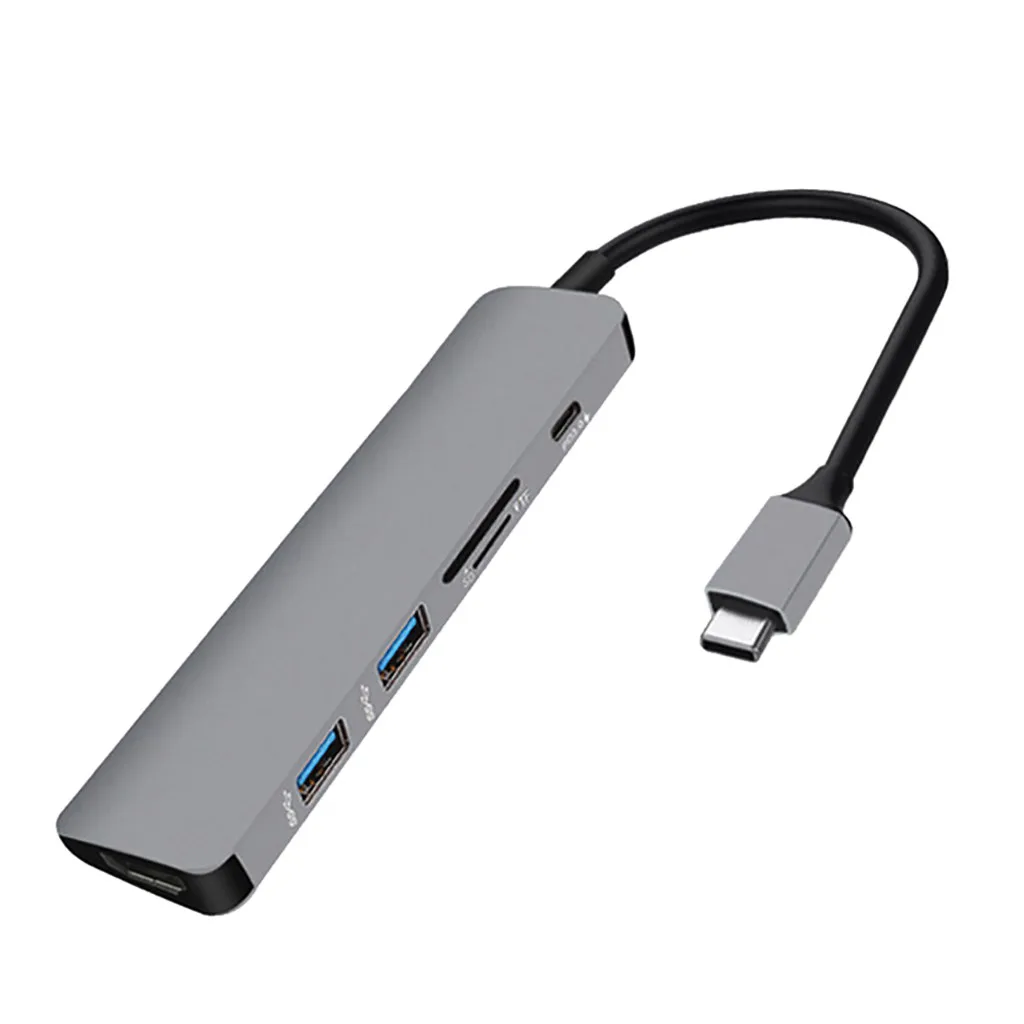 Ouhaobin 6в1 type-C концентратор USB 3,0 адаптер для HDMI 4 K видео PD usb3.0 адаптер для чтения SD/TF карты USB порт для ПК