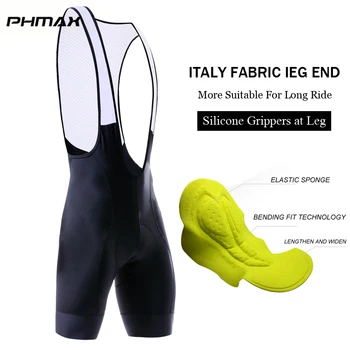 PHMAX 8CM Italia silicona pinzas en la pierna clÃ¡sico Bib Ciclismo pantalones...